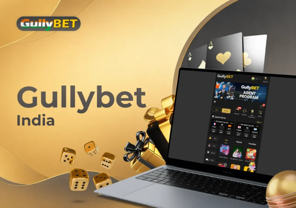 Gullybet India mobile platform with sports betting, casino games, and welcome rewards.