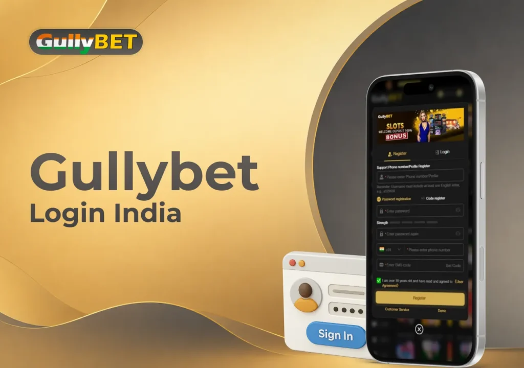 Gullybet mobile registration form for creating a new player account securely.
